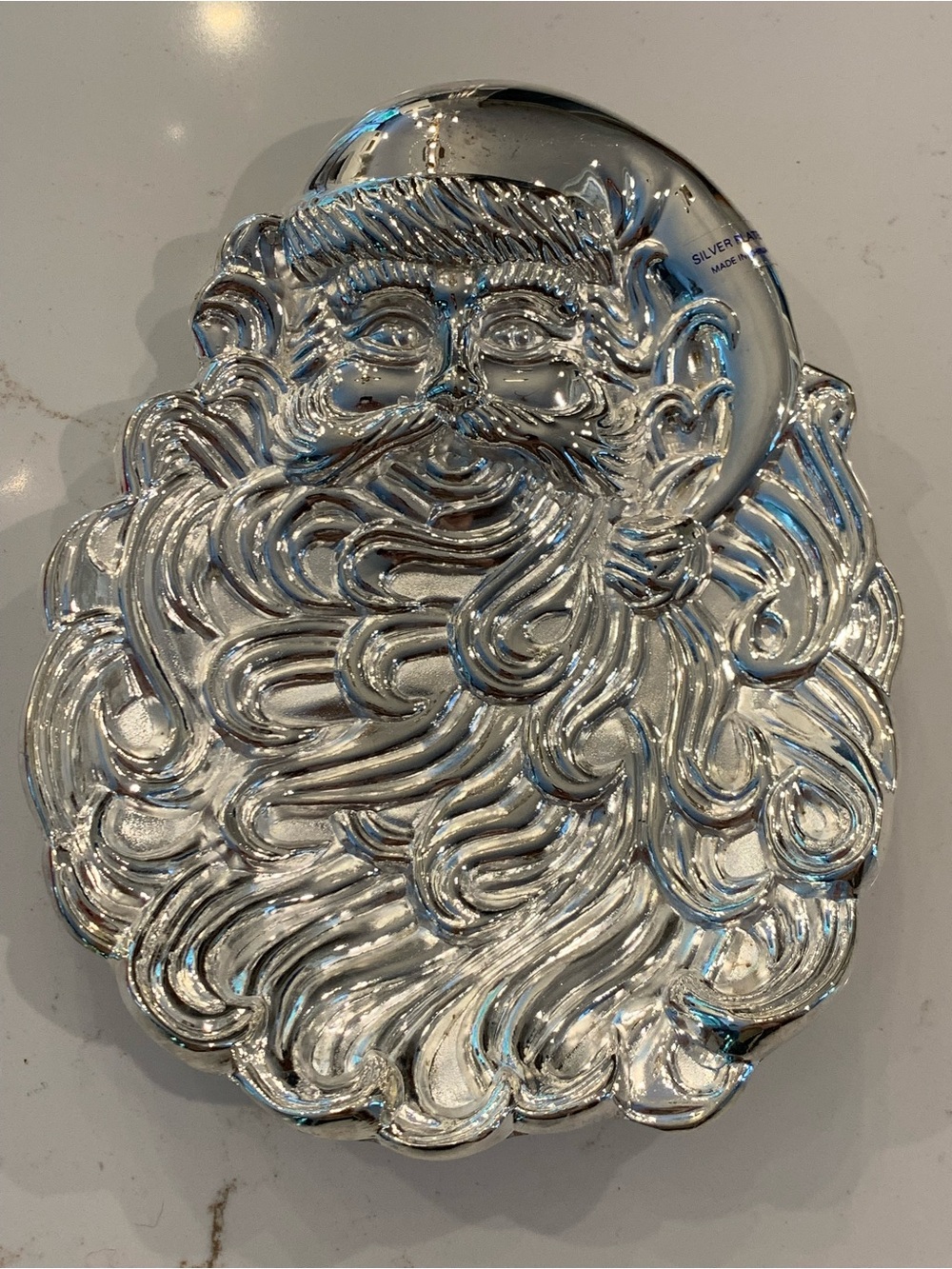 Vintage Silver Plated Santa Claus Trinket Dish 8” x 6” NEW In Box (read).